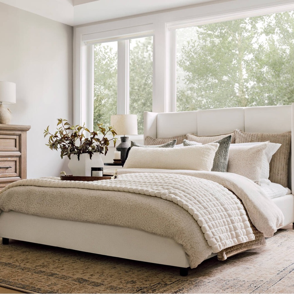 Urban Barn Catrin Cotton Duvet Set Queen Sized Tan Ivory - Picture 3 of 11
